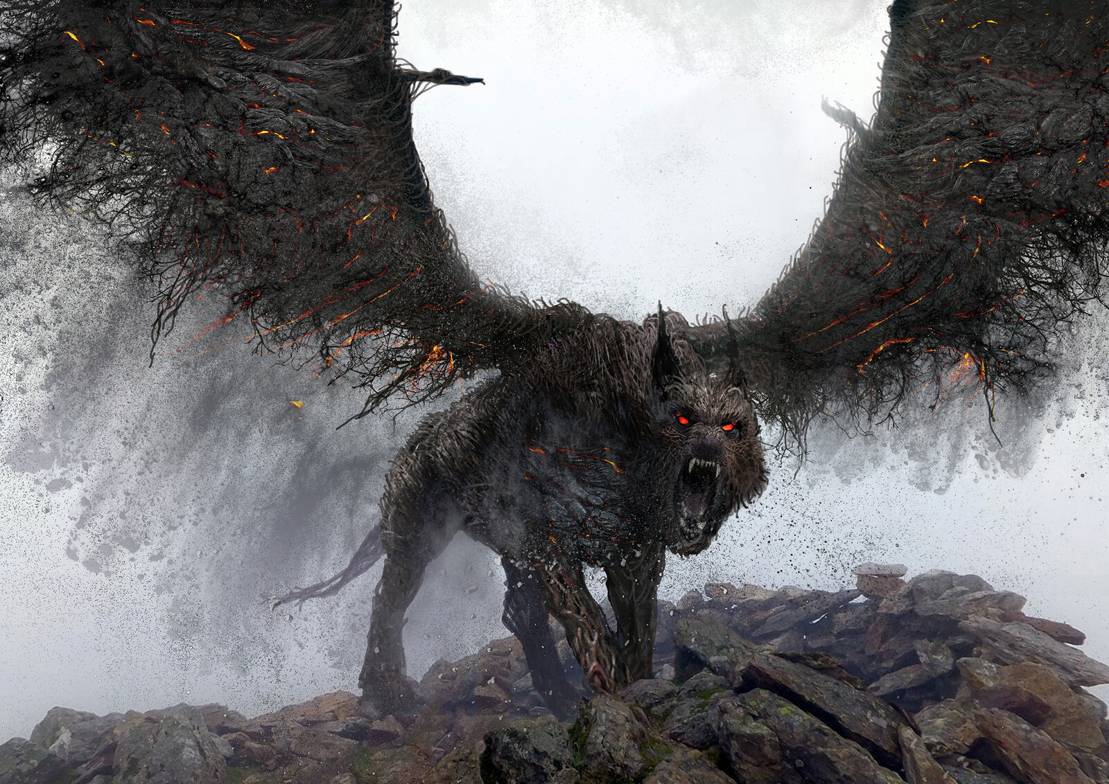 Flying wolf creature