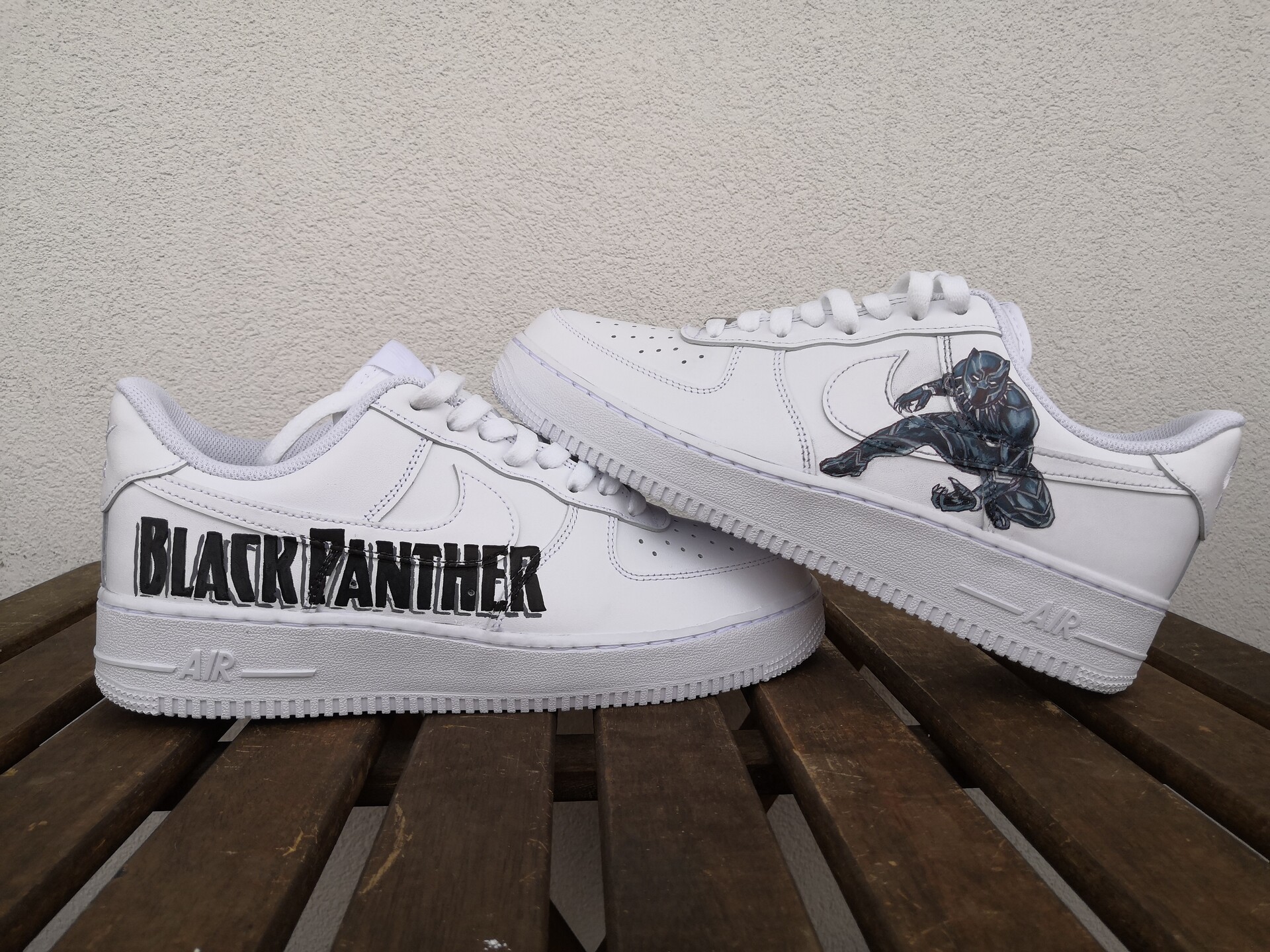Black Panther Limited Edition- White, Low Top Customized