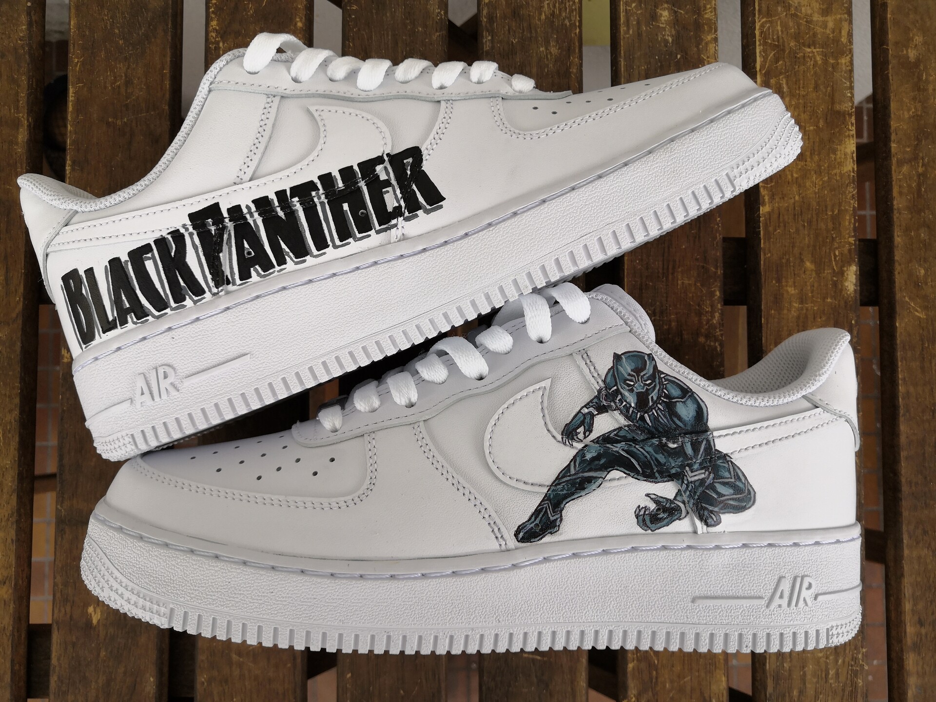 Black Panther Limited Edition- White, Low Top Customized