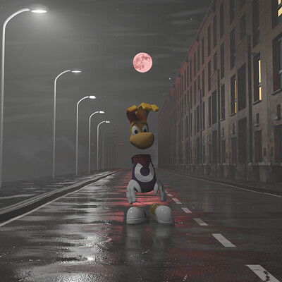Rayman in a dark alley