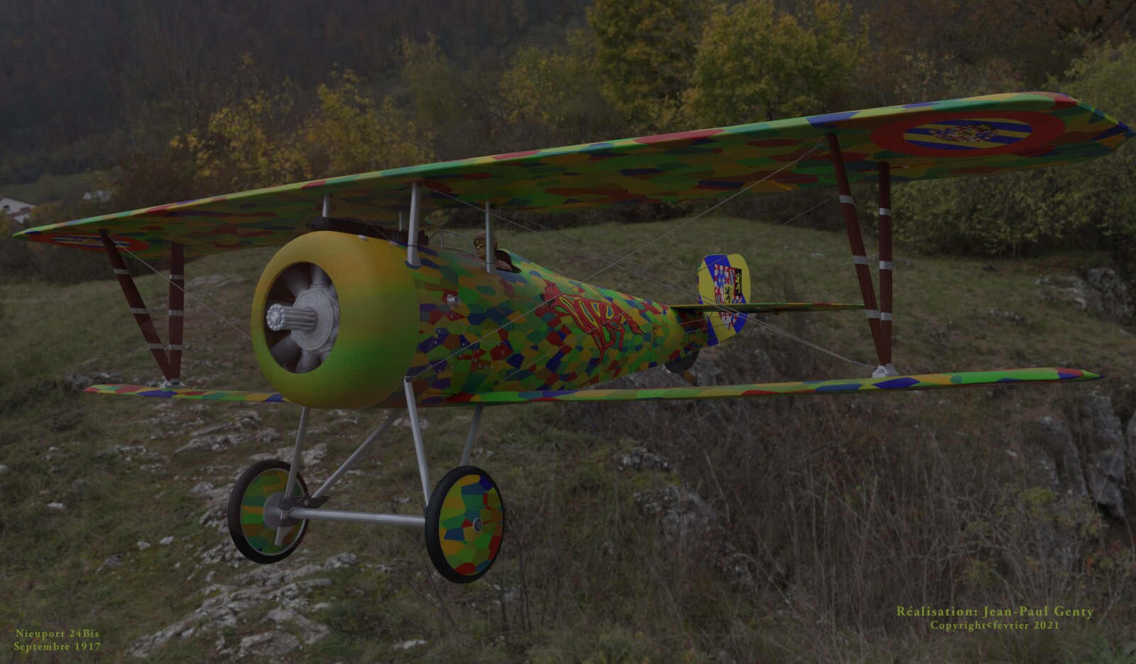 Un Nieuport 24Bis aux couleurs de la grande Lotharingie pour le troisième volet de mon film d'animation "Rallye du Désert 33
