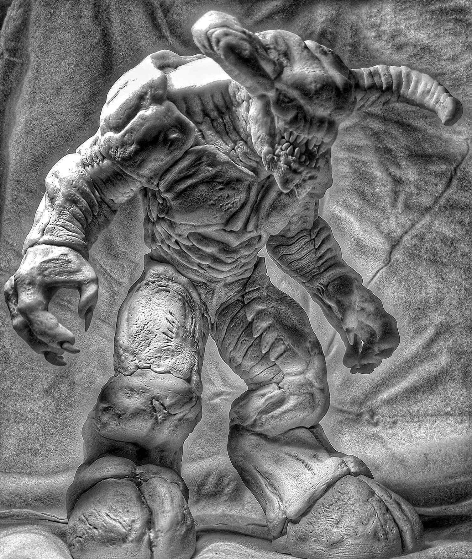 My recent sculpt of Baron of Hell (DOOM 2016). 
