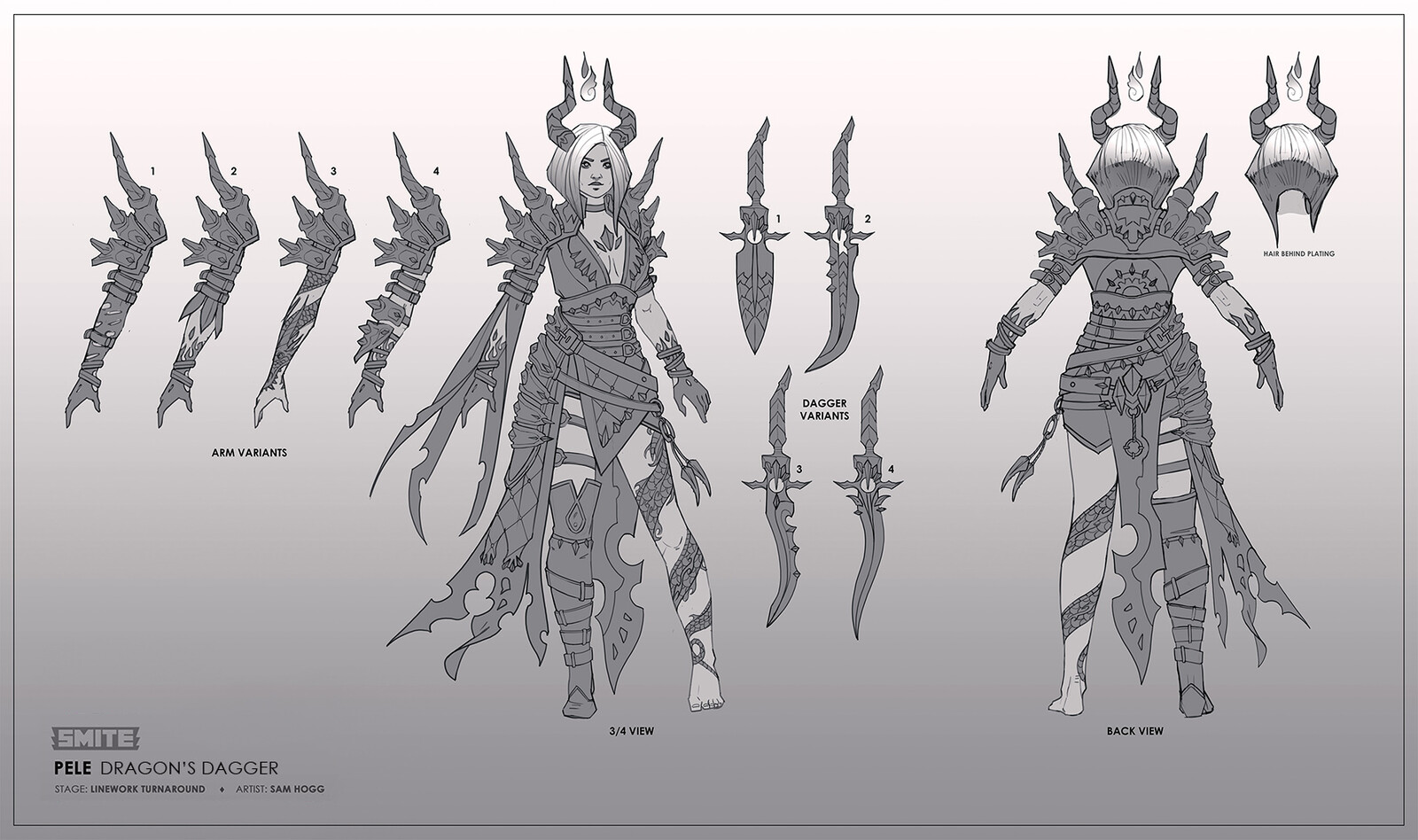 Sam Hogg - Smite Pele Skin 'Dragon's Dagger ' Concept art