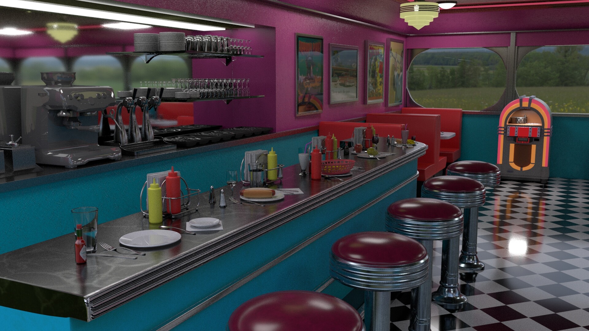 ArtStation Retro Diner Interior