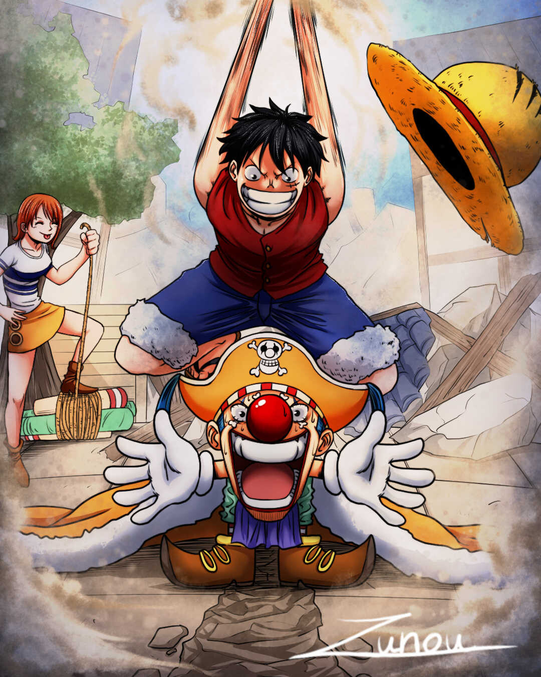 Artstation Luffy Defeats Buggy Nuno Zou