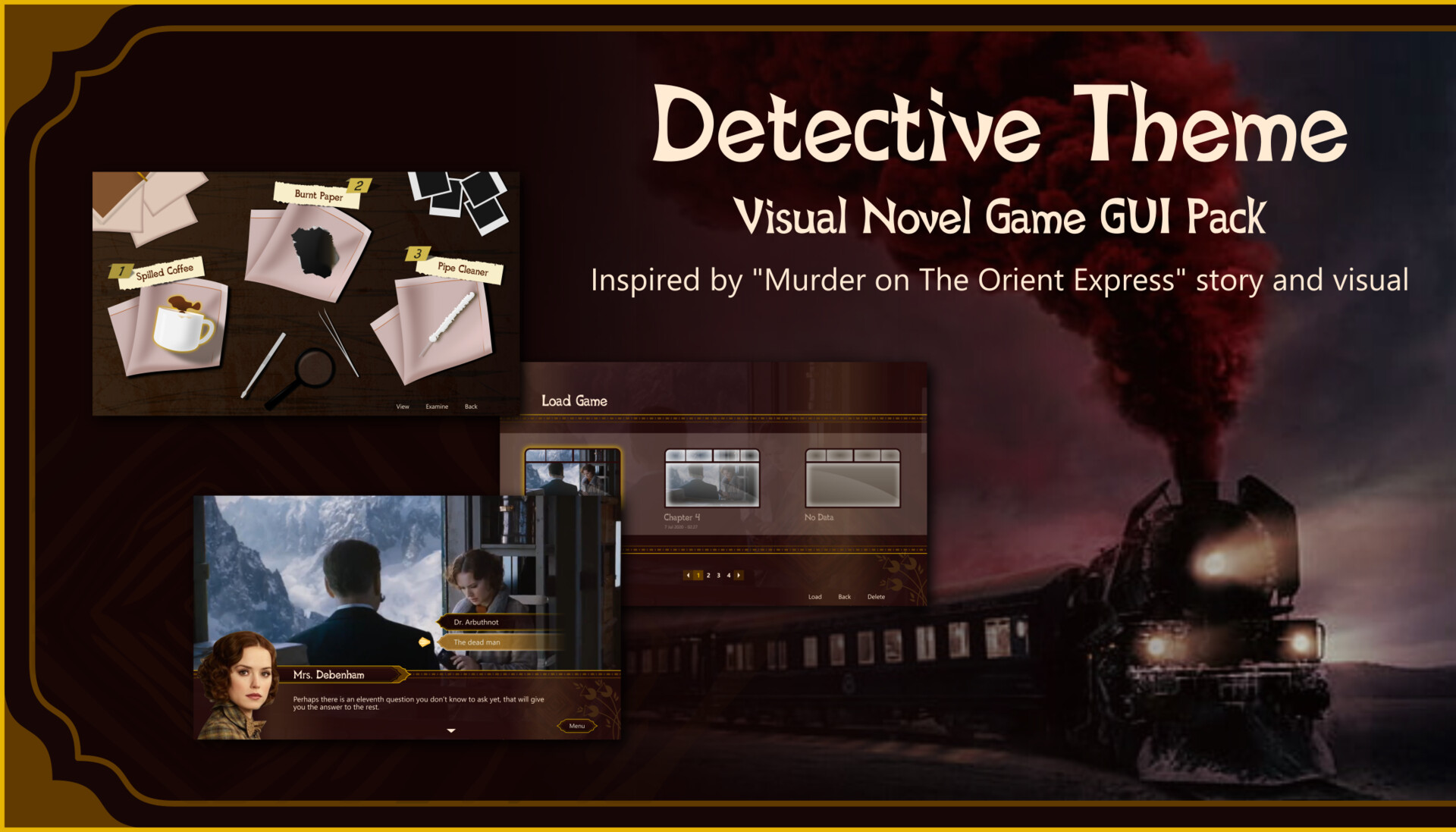 ArtStation GUI Design for Detective Theme Visual Novel Game inspired