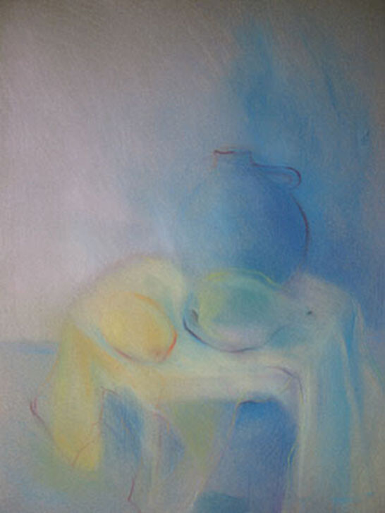 Still life with vase and fruits
