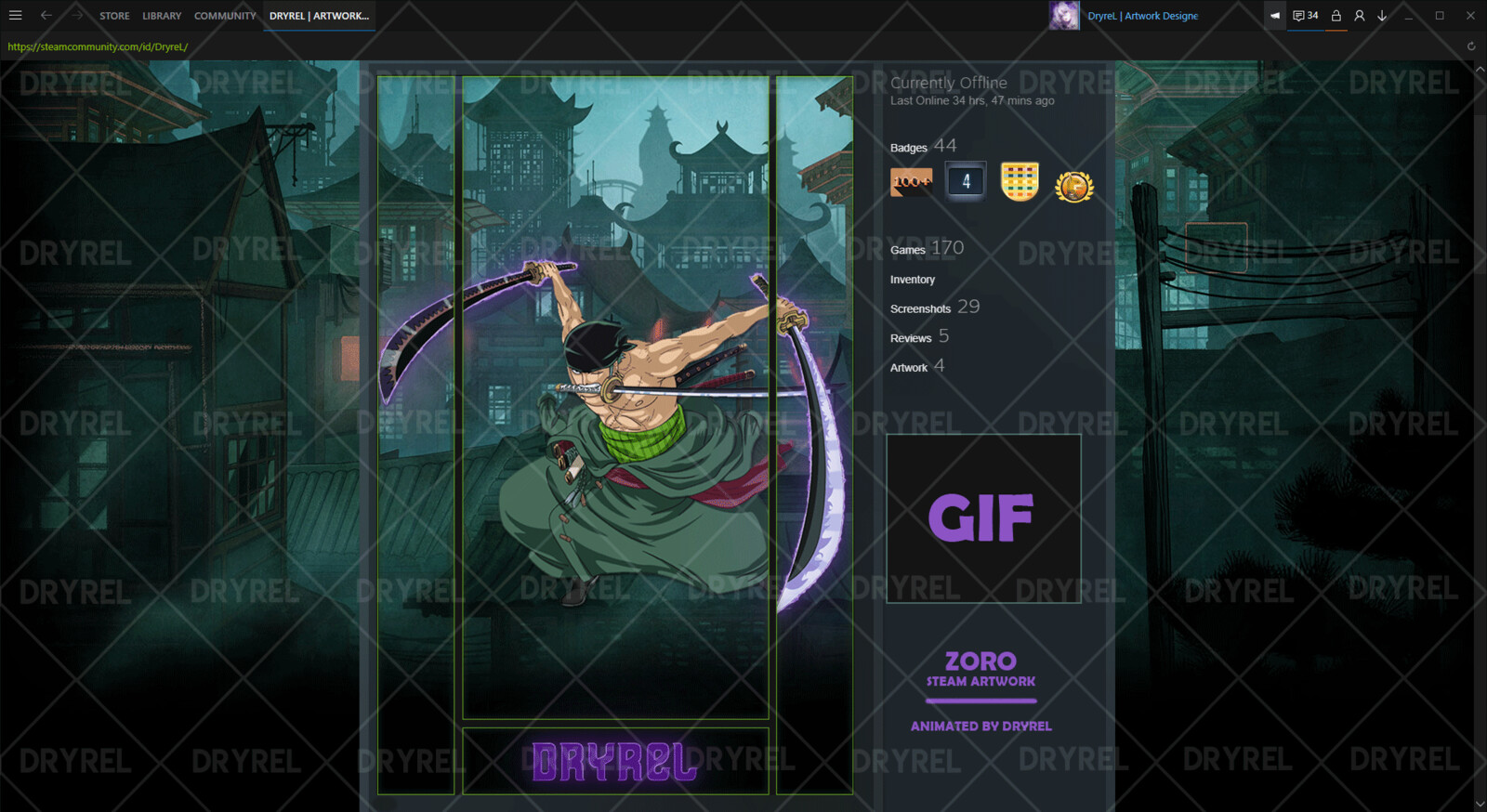 Artstation Zoro One Piece Animated Steam Artwork Gokdeniz Cetin