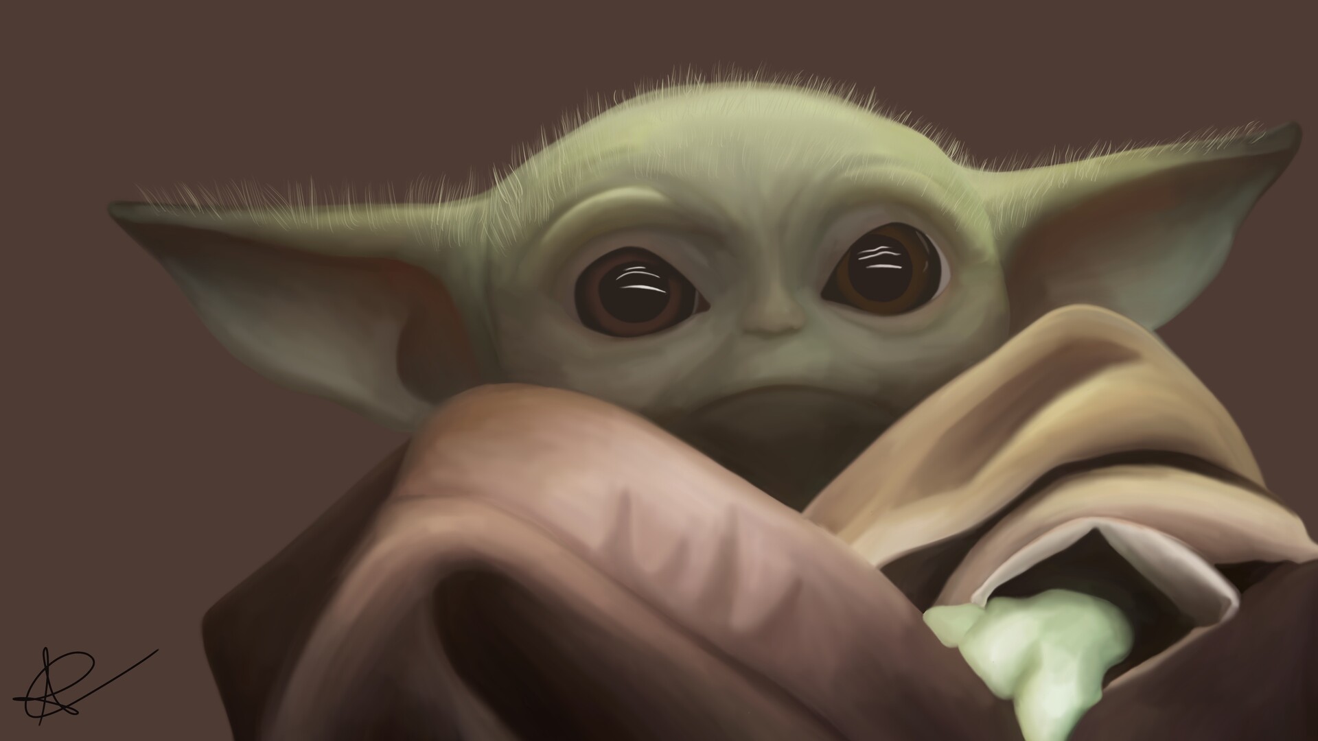 Artstation Baby Yoda Grogu Digital Drawing Amelia Elizabeth Evershed