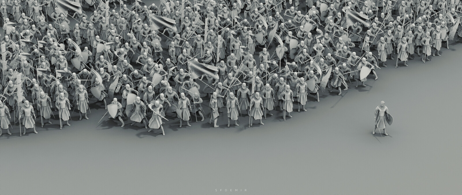 Main Render - Waiting For War - Studio Scene - Clay Render