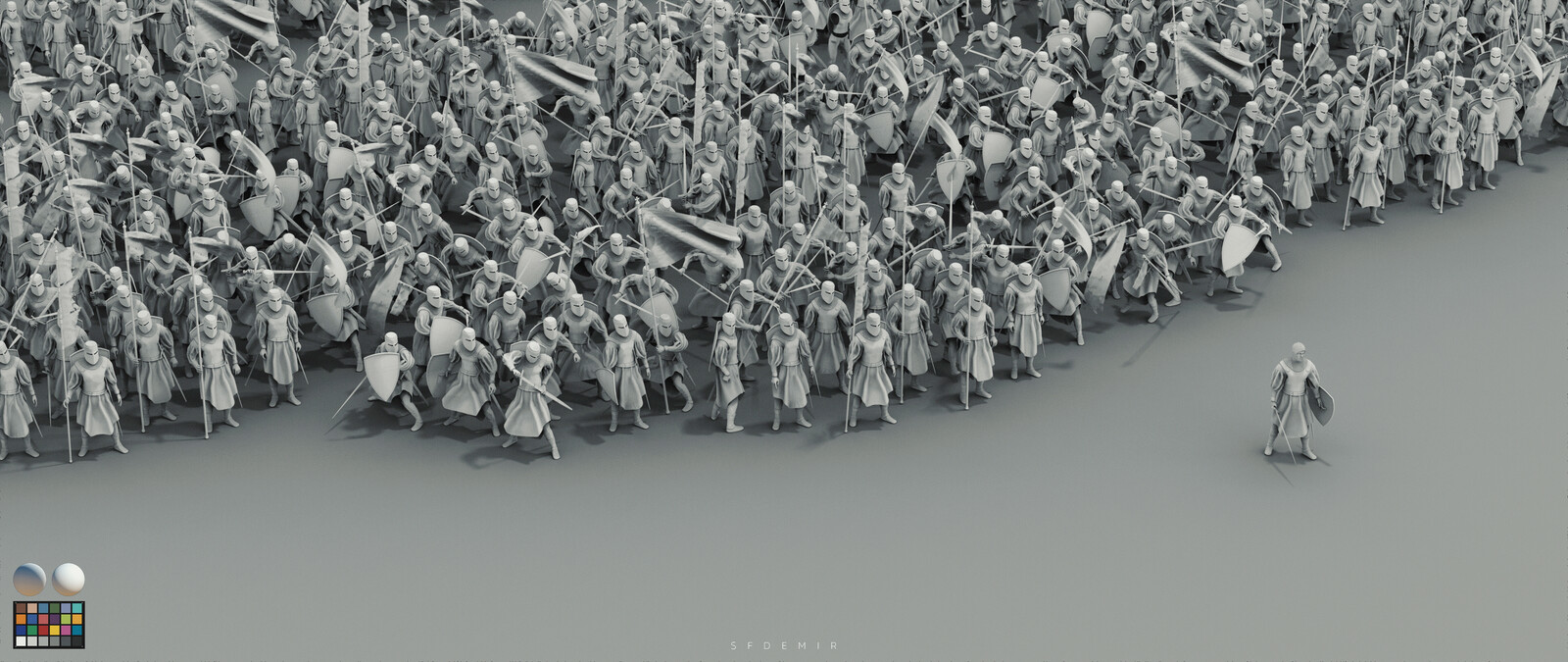 Main Render - Waiting For War - Studio Scene - Clay Render - With Machbet (Lightning Setup)