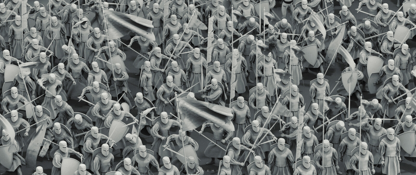 Preparing For War Scene - Shot 01 - Clay Render