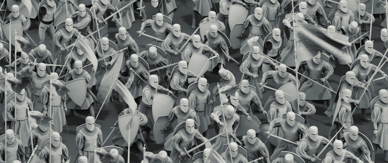 Preparing For War Scene - Shot 04 - Clay Render 
