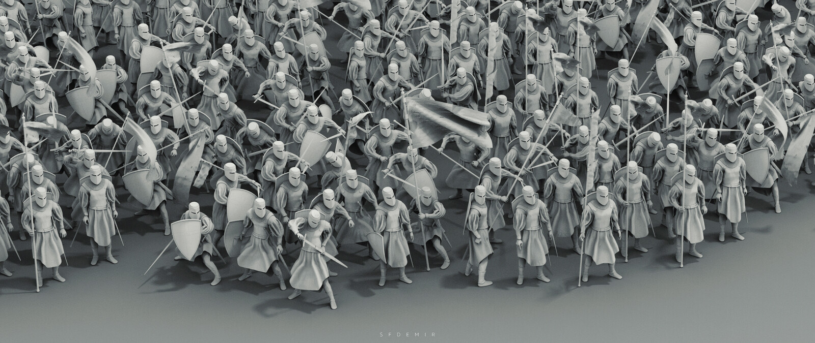 Preparing For War Scene - Shot 05 - Clay Render 