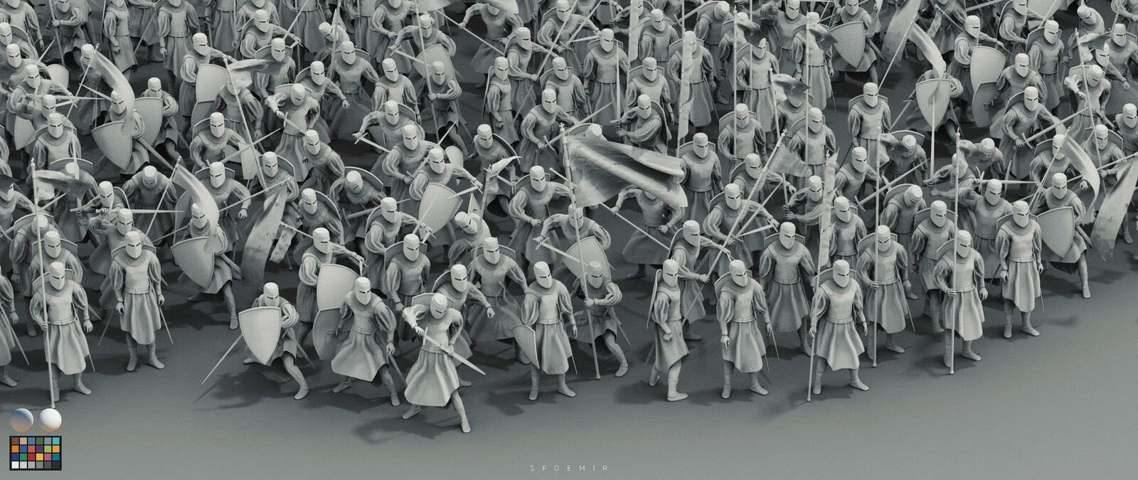 Preparing For War Scene - Shot 05 - Clay Render - With Machbet (Lightning Setup)