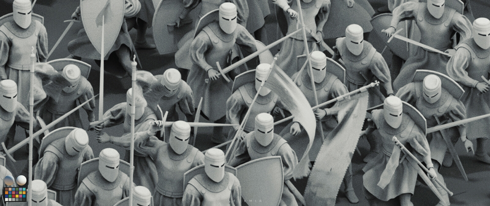 Preparing For War Scene - Shot 07 - Clay Render - With Machbet (Lightning Setup)