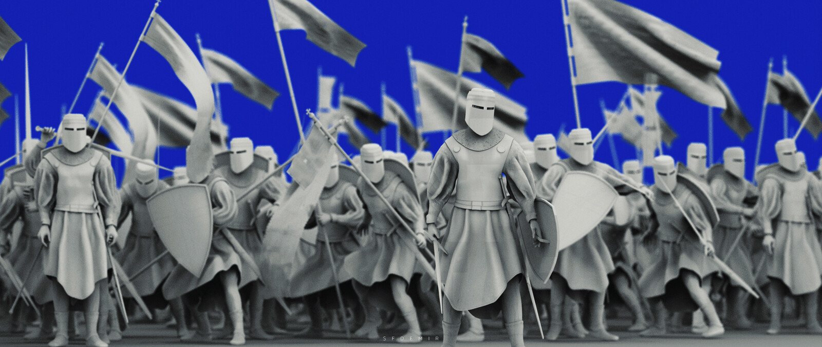 Preparing For War Scene - Shot 02 - Clay Render