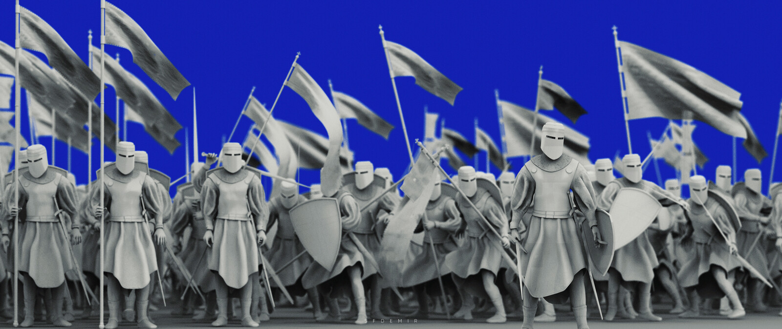 Preparing For War Scene - Shot 05 - Clay Render