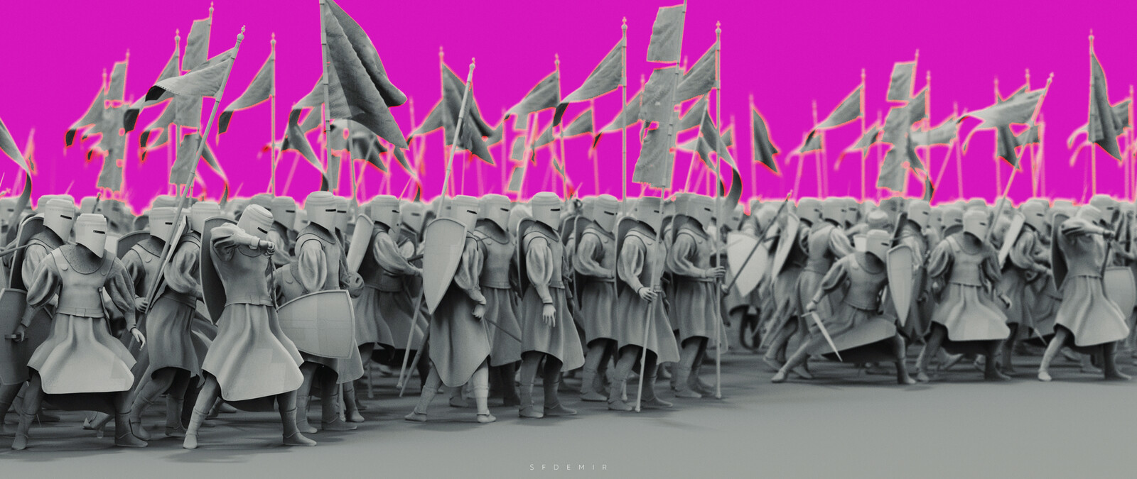 Charge Scene - Shot 01 - Clay Render