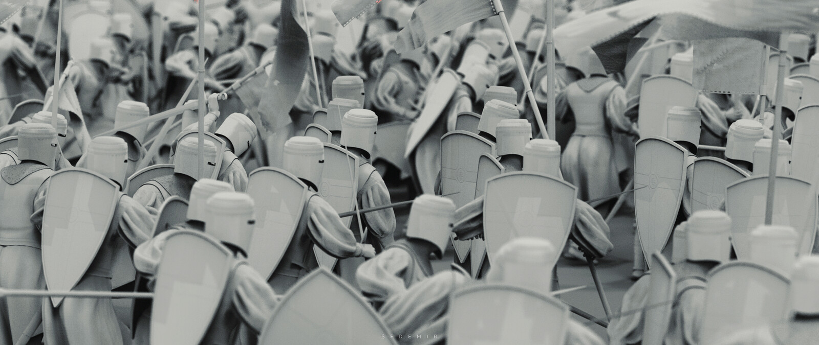 Walking Formation Scene - Shot 03 - Clay Render