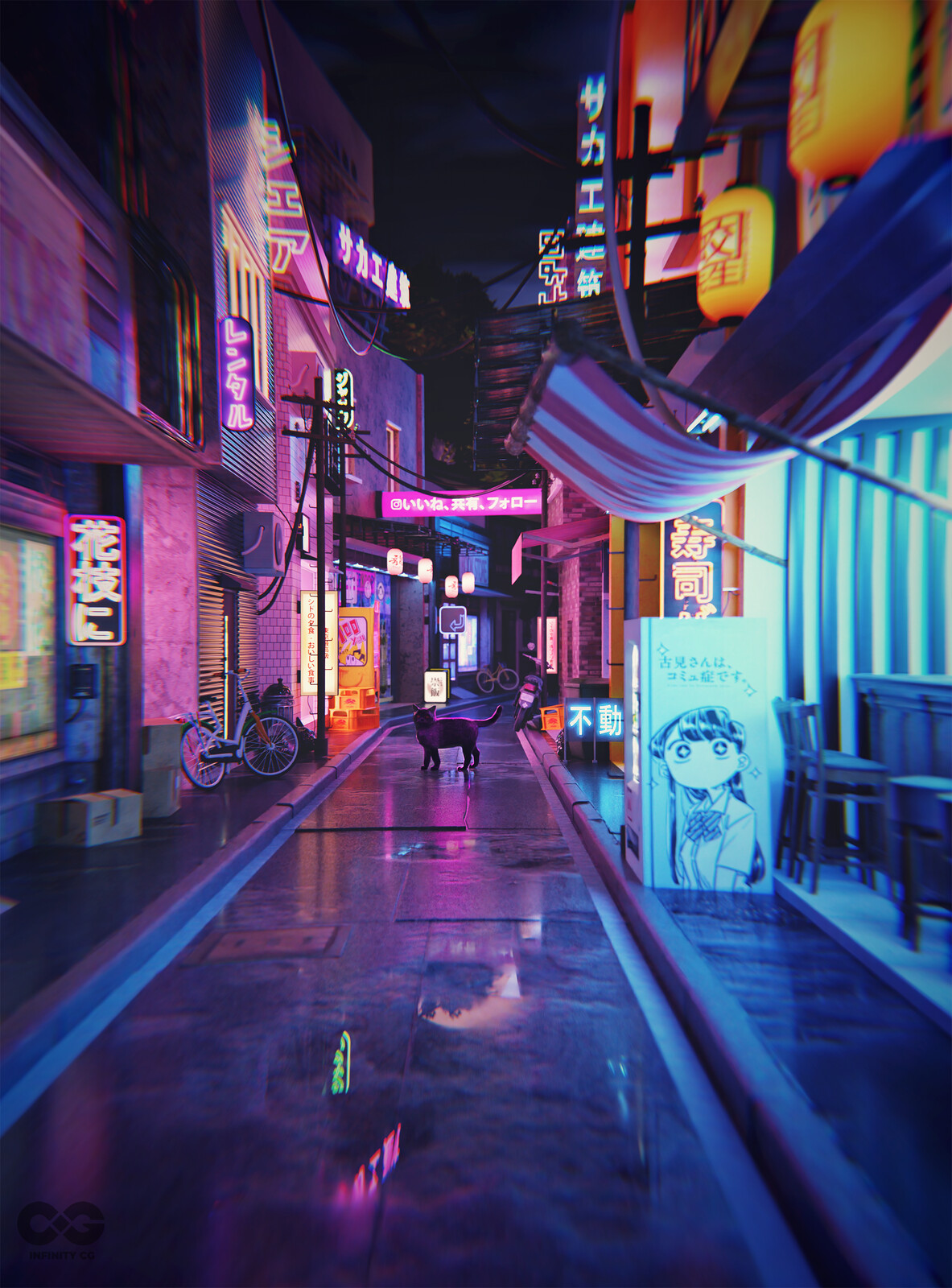 The main Render
Post processed first in blender(Chromatic aberration + Lens distortion) then in Photoshop 