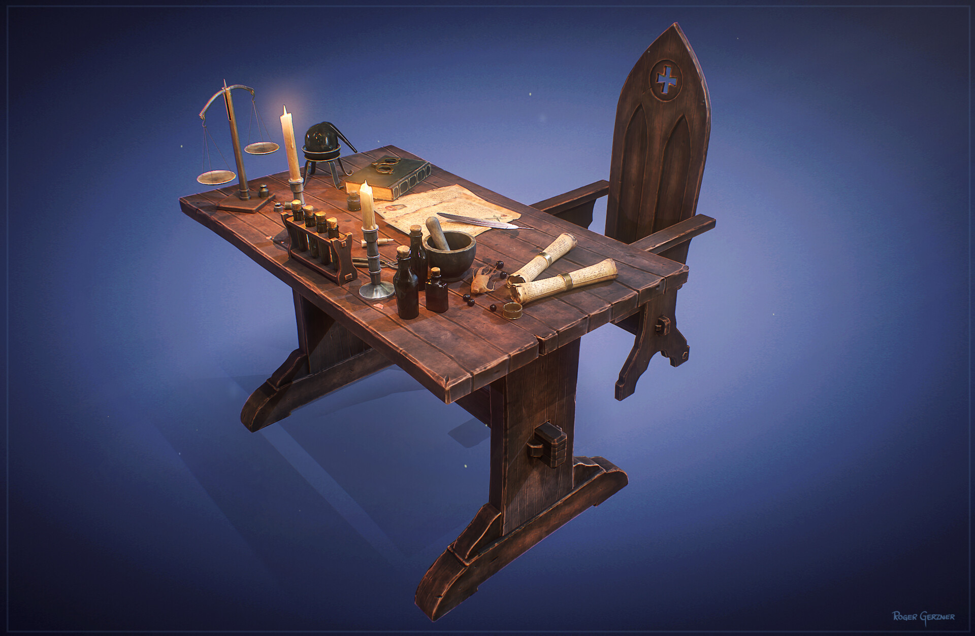 ArtStation - Stylized Alchemist Desk