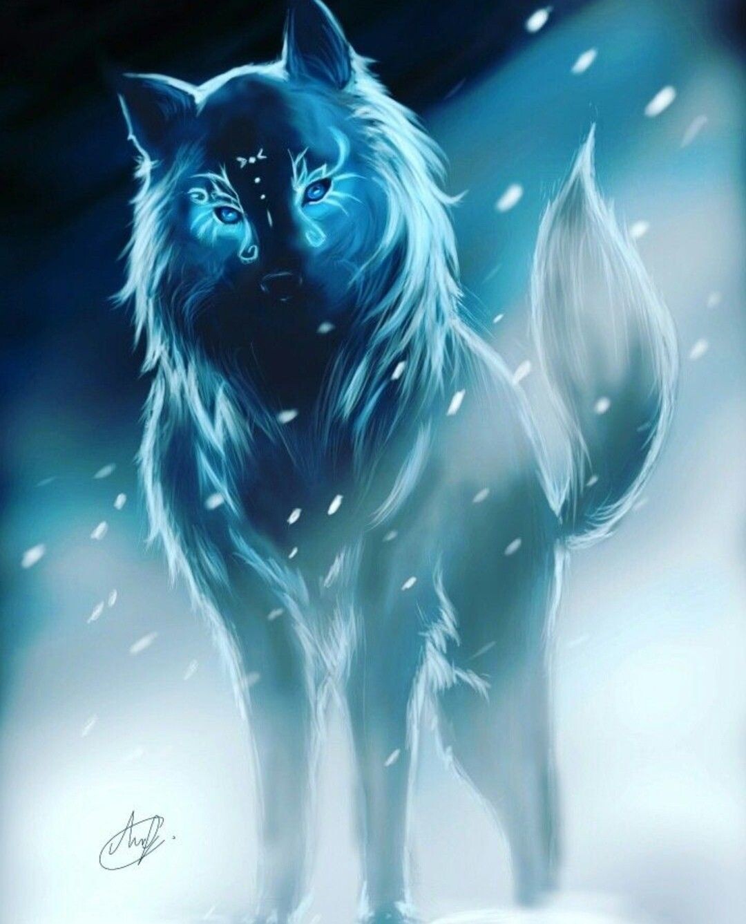 ArtStation - anime spirit wolf, messenger of the wolf gods