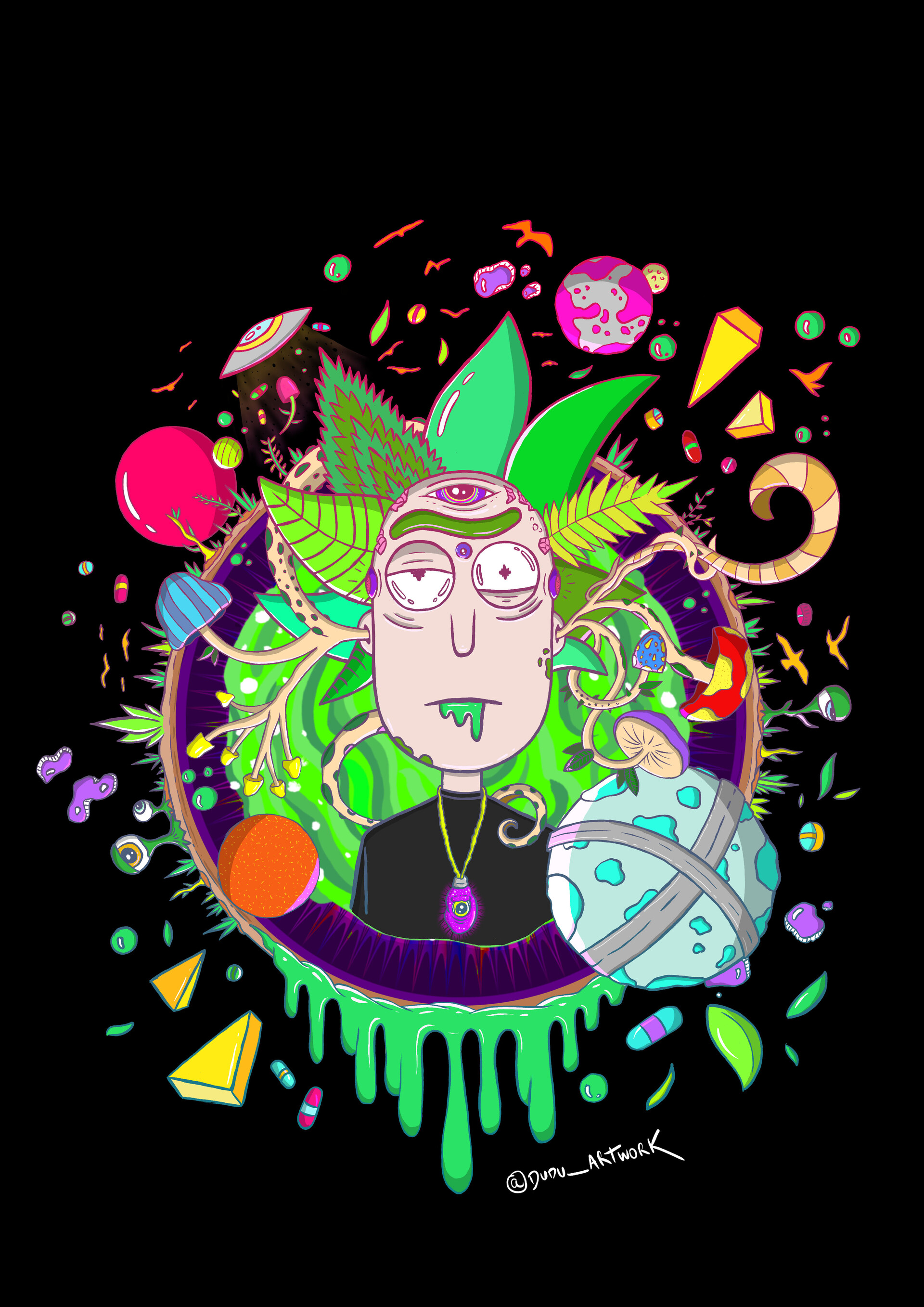 Check out my friend's trippy Rick and Morty art! : woahdude