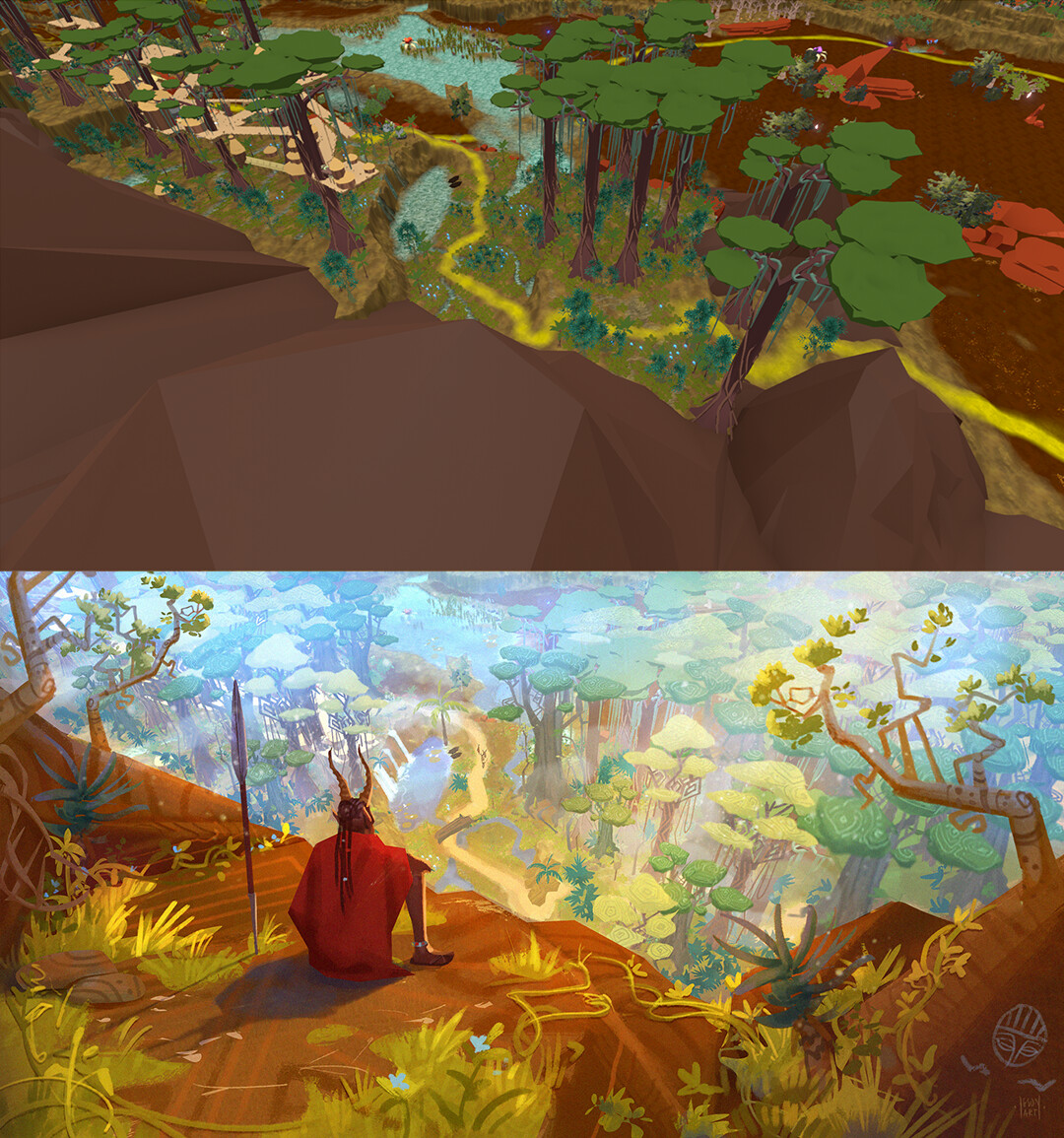 Before and after Unity screenshot overpaint
