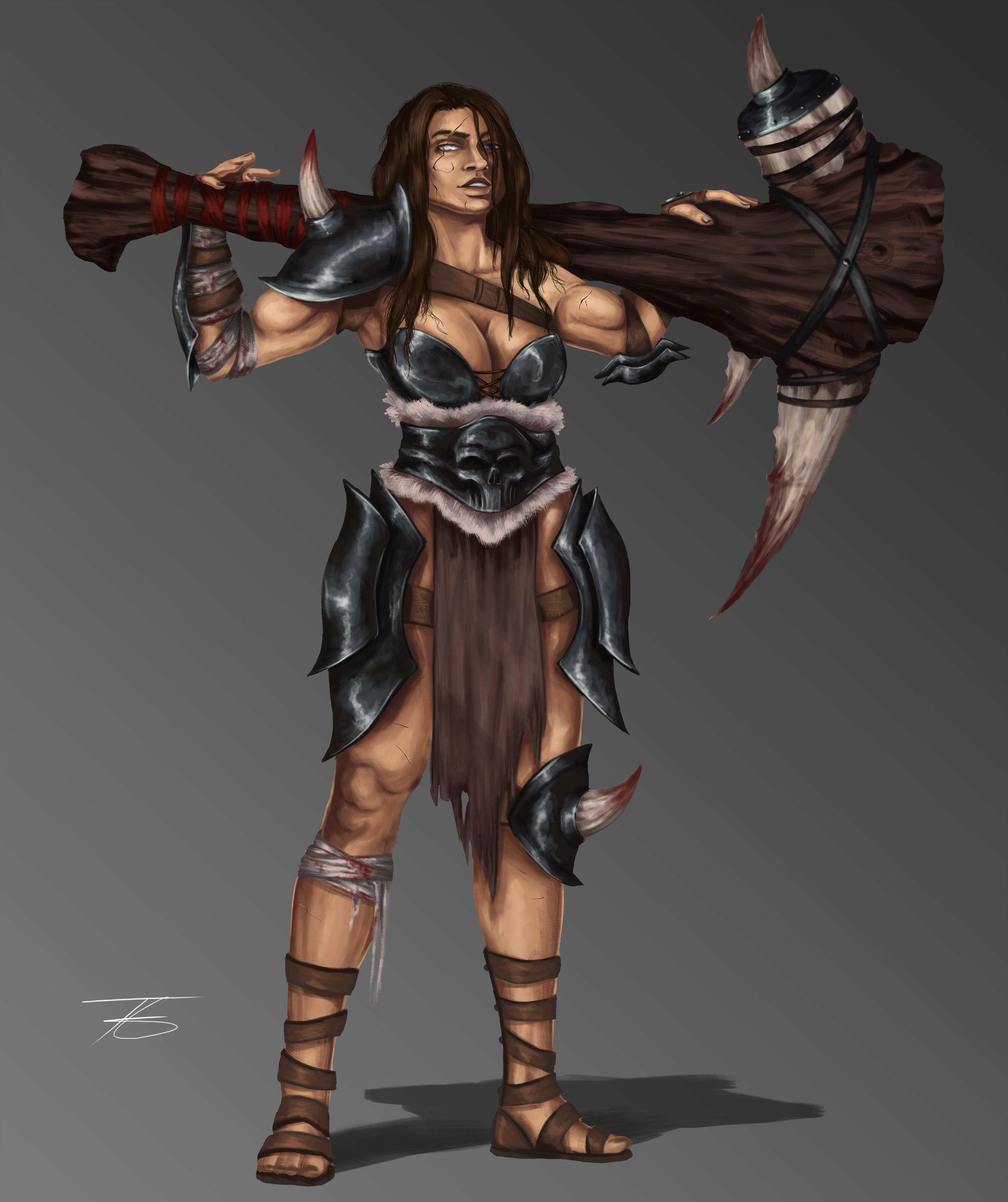 Final render of the barbarian character. 