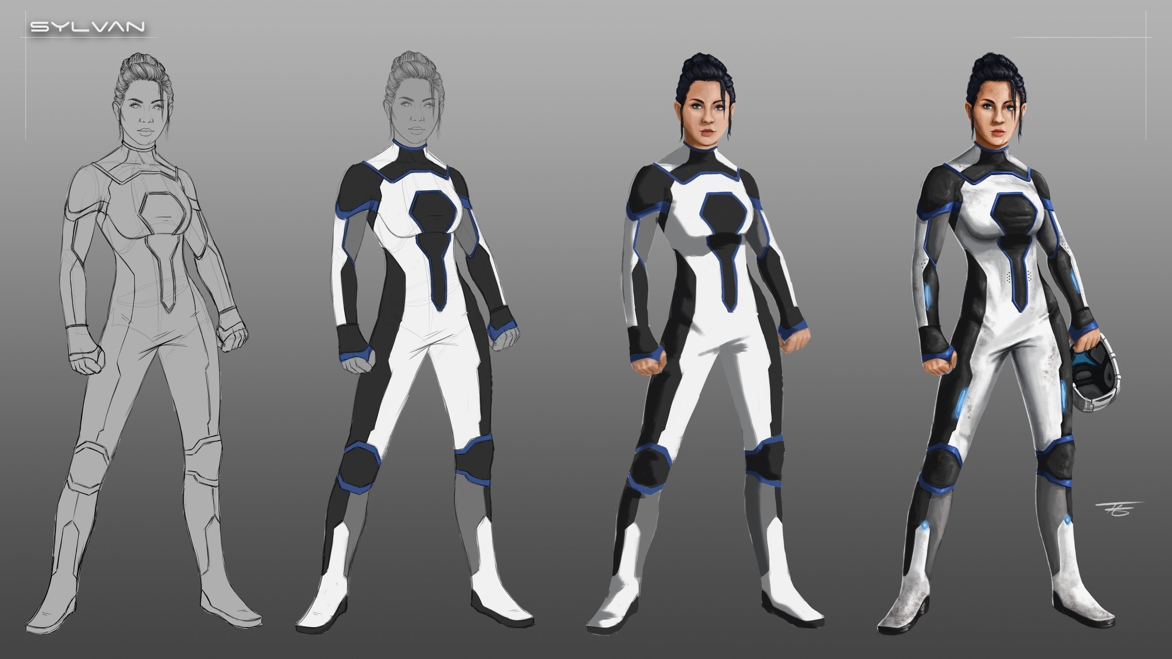 Sketch to final painting breakdown. 