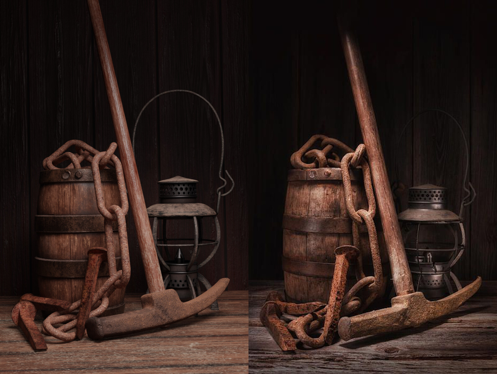 Render (left) and original photo (right)