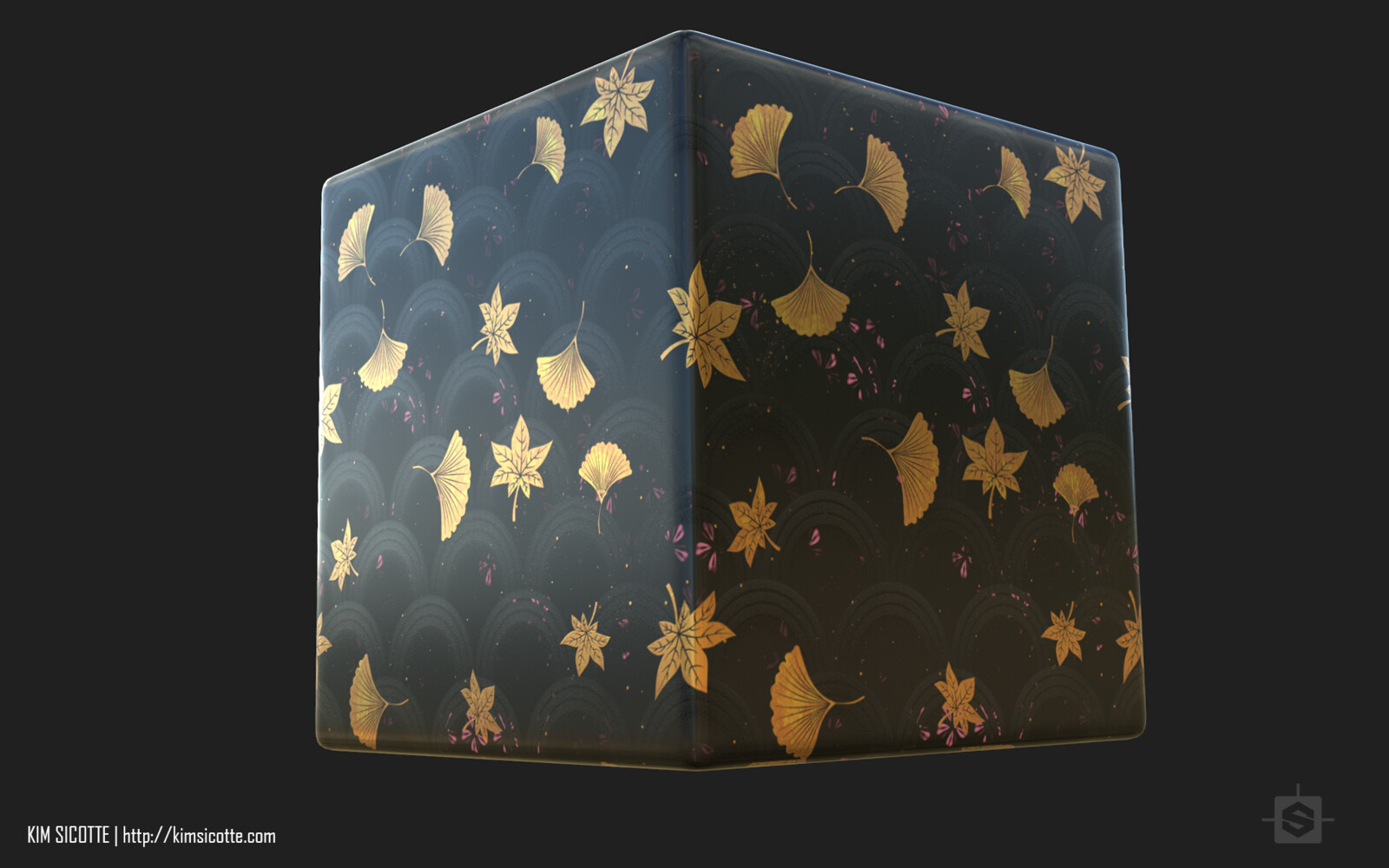 This is another substance using many of the same elements to create a lacquered wood with gold leaf details.