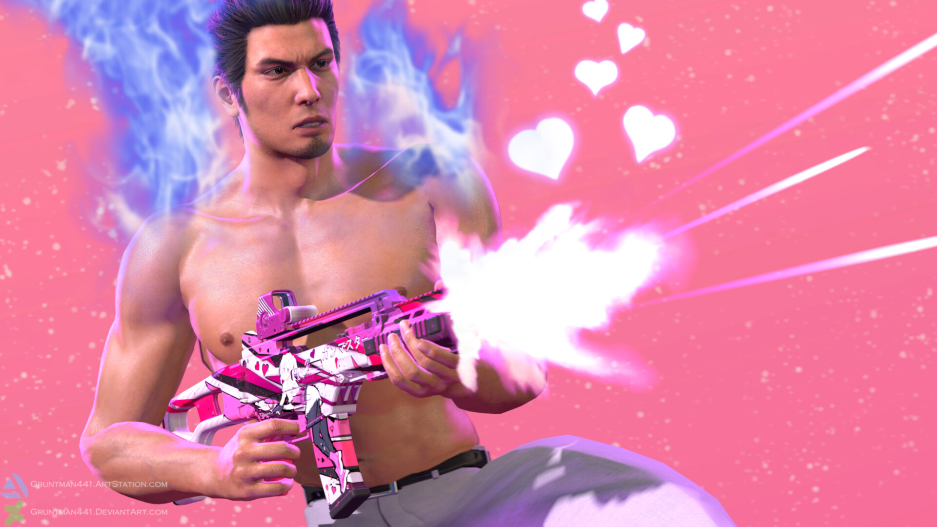 ArtStation Machine Gun Kiss except it's not a metaphor