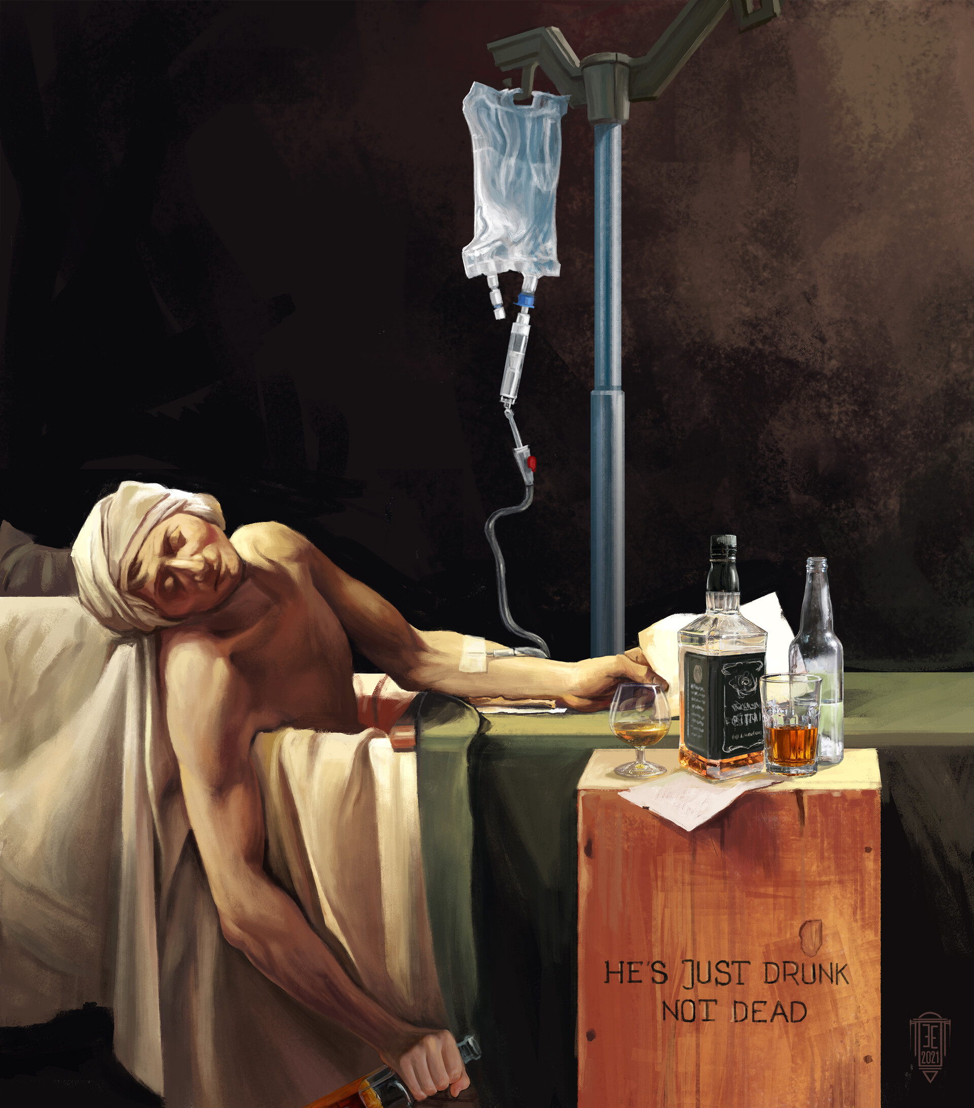 EMILIAN ENACHE - Death of Marat POP art