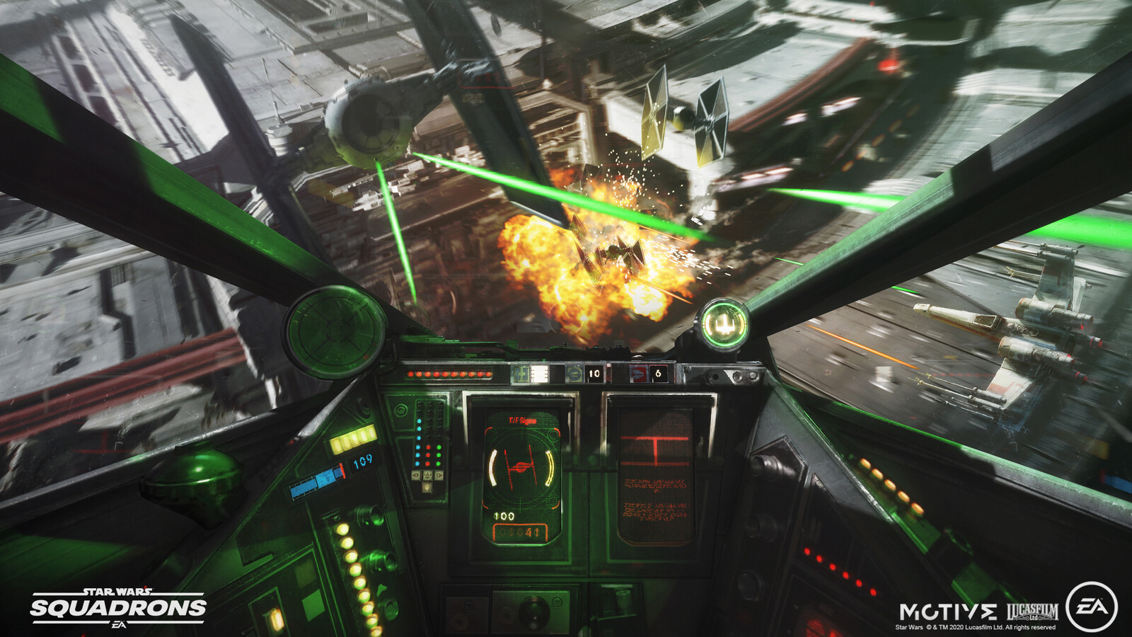 Visual target of the x-wing cockpit.
