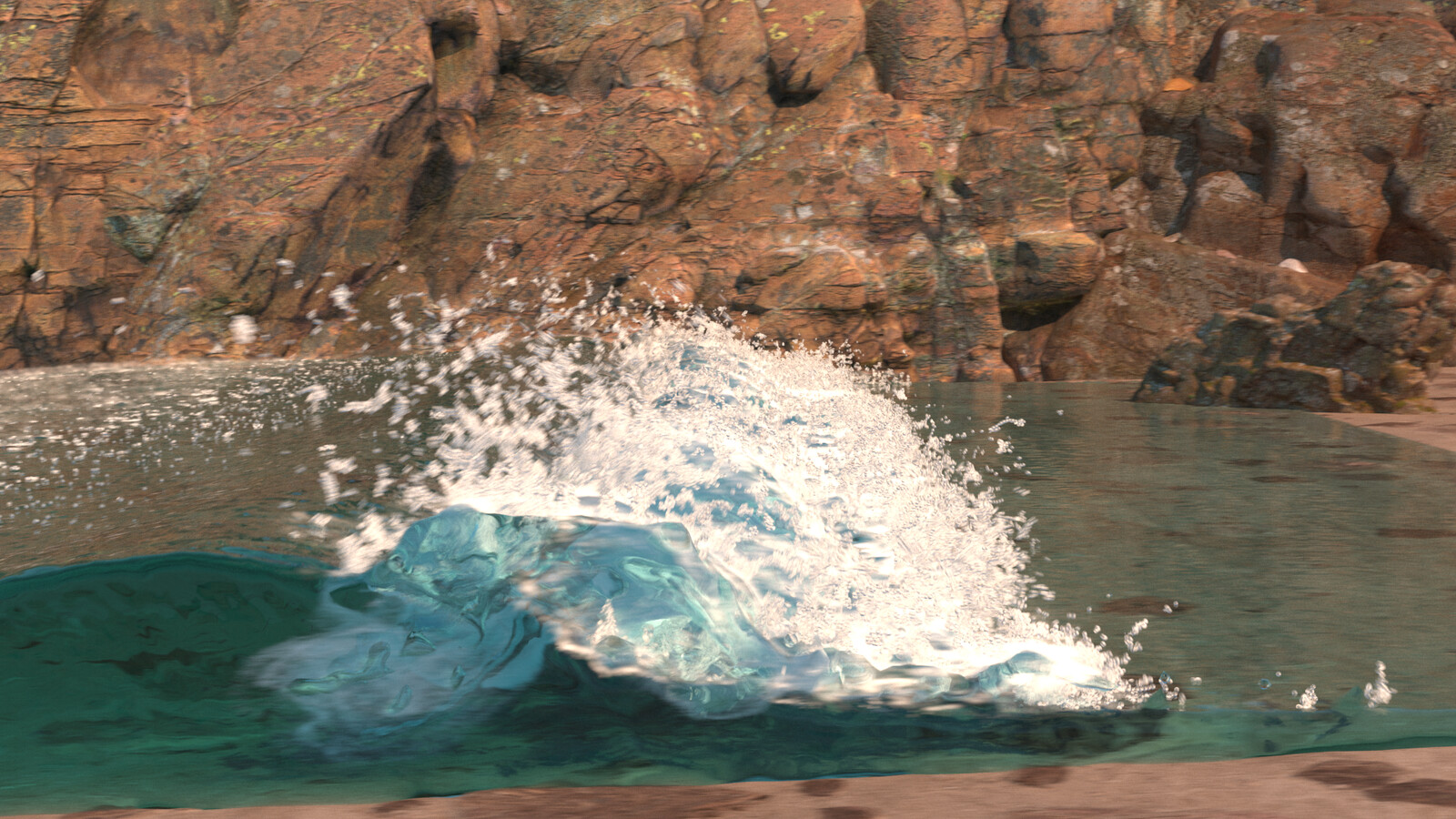 Still frame demonstrating the wave rolling over on itself