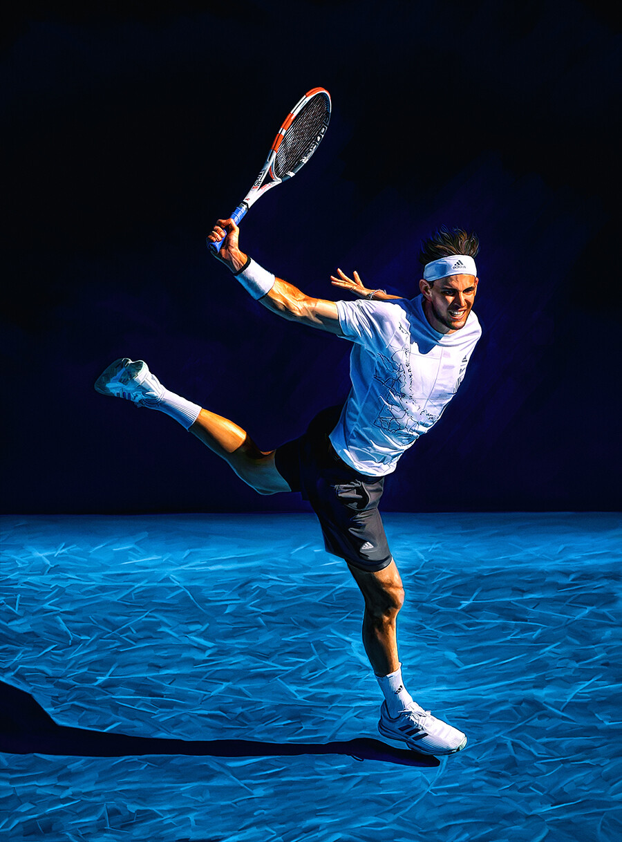 Sam Brannan - Dominic Thiem at Australian Open 2021. Digital artwork print  poster. Tennis fan art gift.