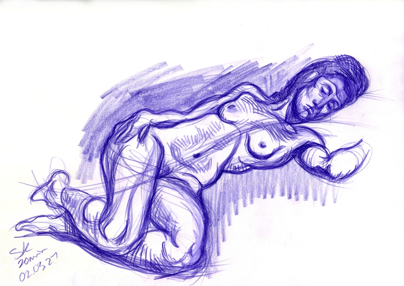 Safir, in Viarco violet pencil.