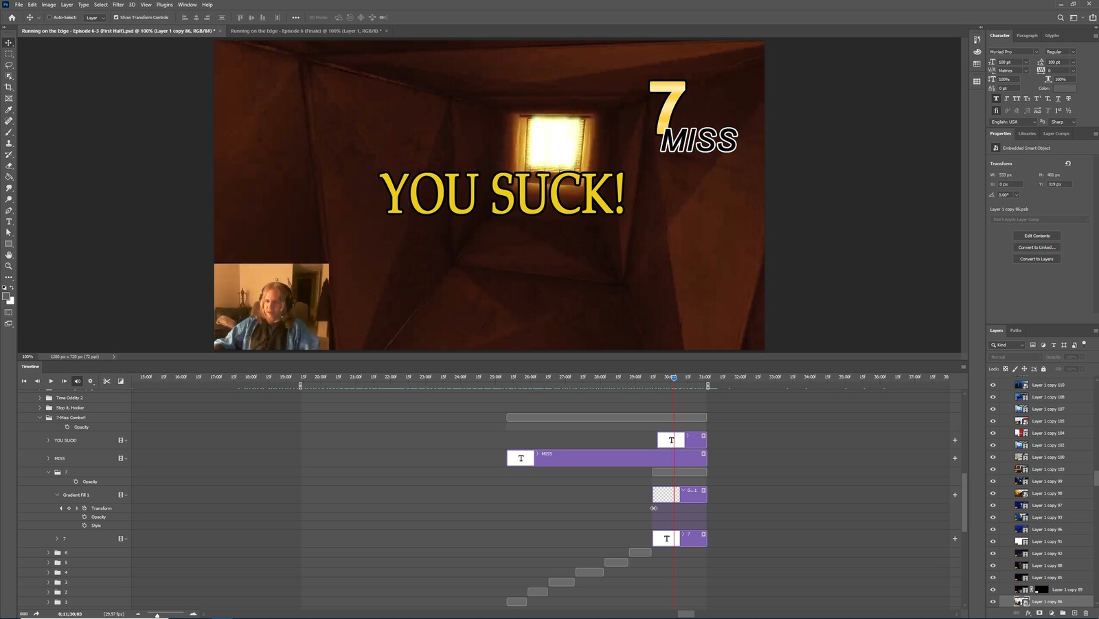 The "7-Miss Combo" visual effect within Photoshop video editor