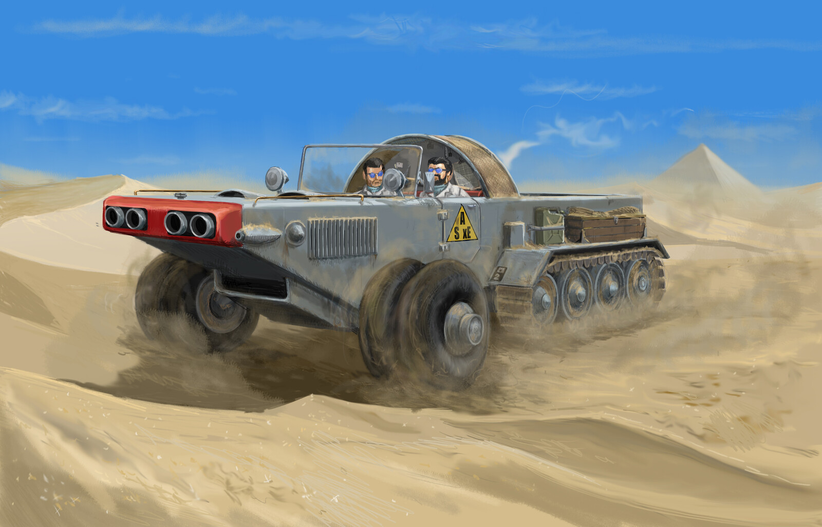 'JEEP' HALF TRACK
From 'Thunderbirds' as featured in the episode 'The Univited' and appearing in many others episodes. Never named in the show, it is sometimes referred to as a 'Global Carrier'. Designed by Derek Meddings.   