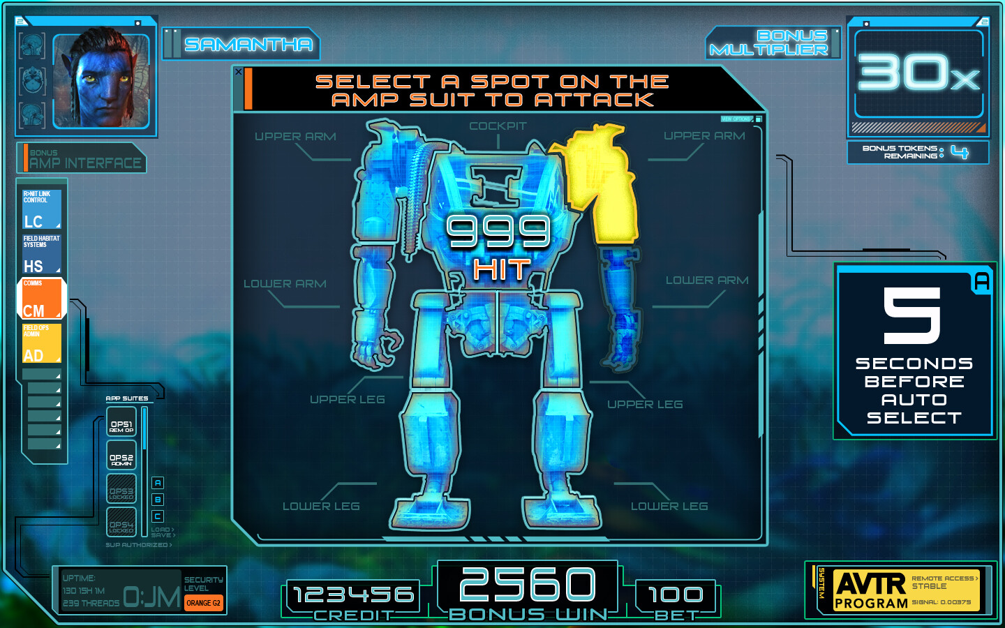 Suit screen. Players picked an area of the suit to attack. And then reveal an amount.