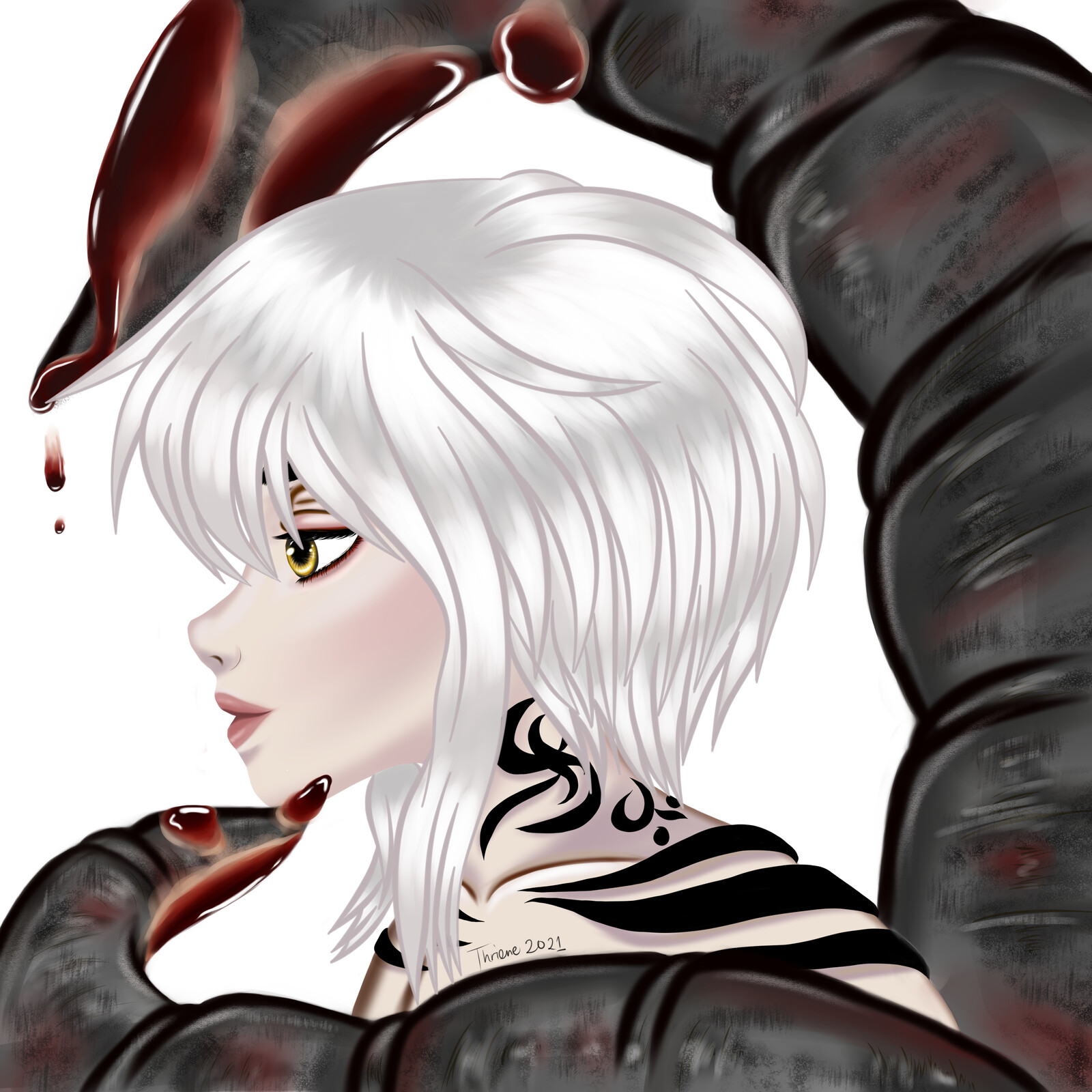 Ghoul Girl with tattoos in a bad girl look
