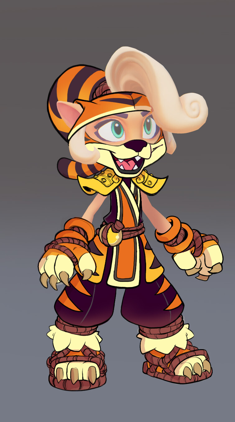 Puma styled outfit chosen to match Crashes costume. This was an open mouthed version of her mask.