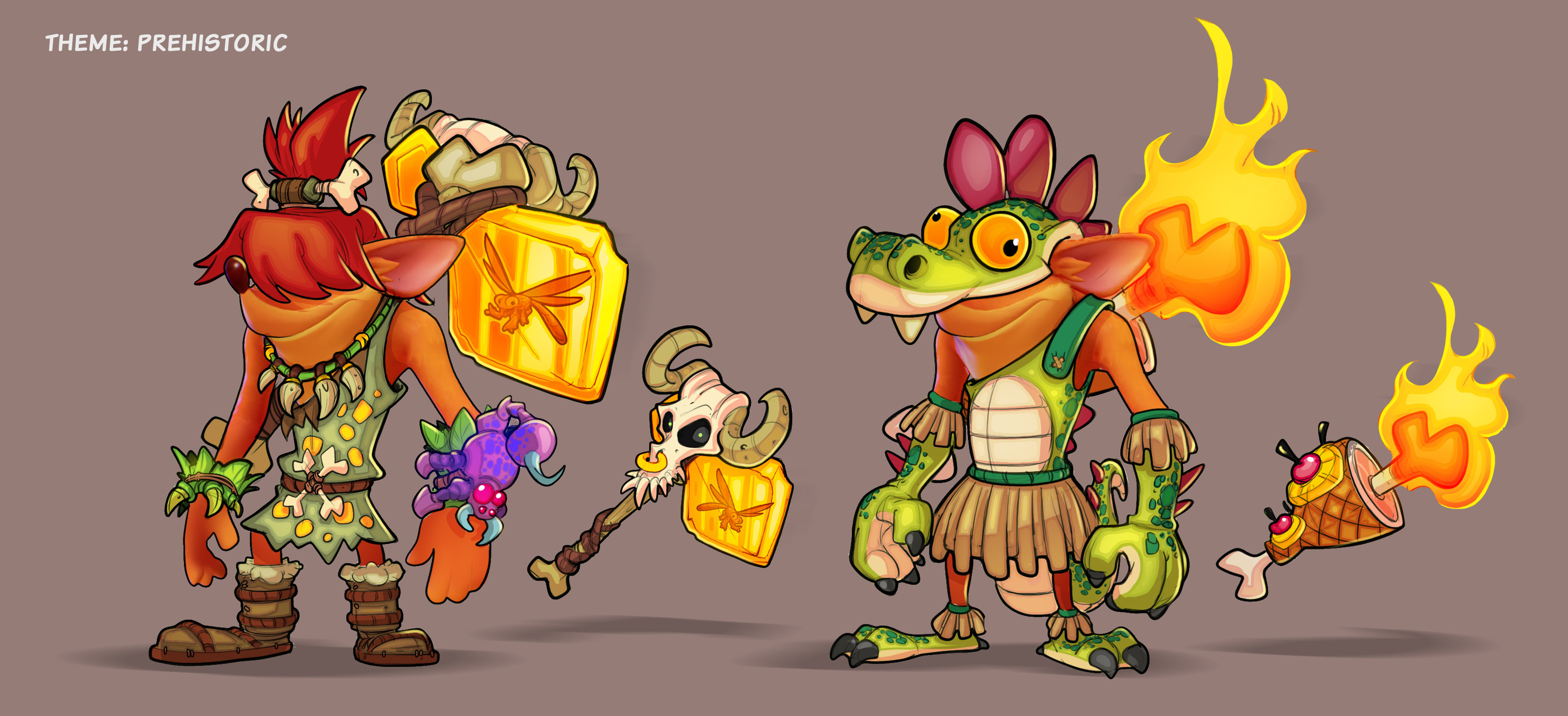 Crash Prehistoric Skins concept - I tried to work in some Spyro ref :P