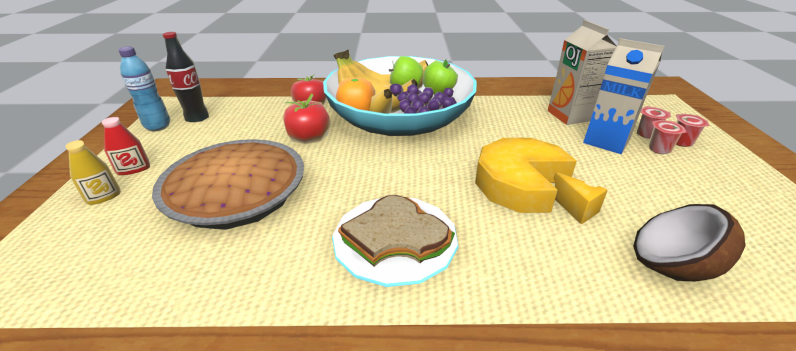 Food props made all sharing one 2k texture sheet.