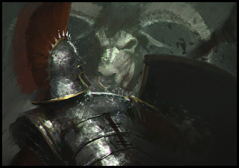 Cinematic keyframe - barbarian fight.