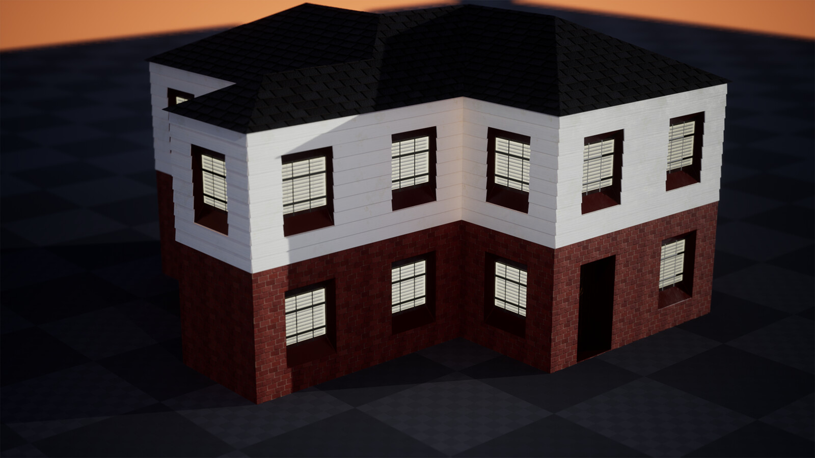 You can also go back and edit the shapes of windows, depth of doorways, size of the rooftop, etc., and toggling the "style" button in the menu can swap the standard wall for a modelled wooden-plank wall as seen on the second story of the house.