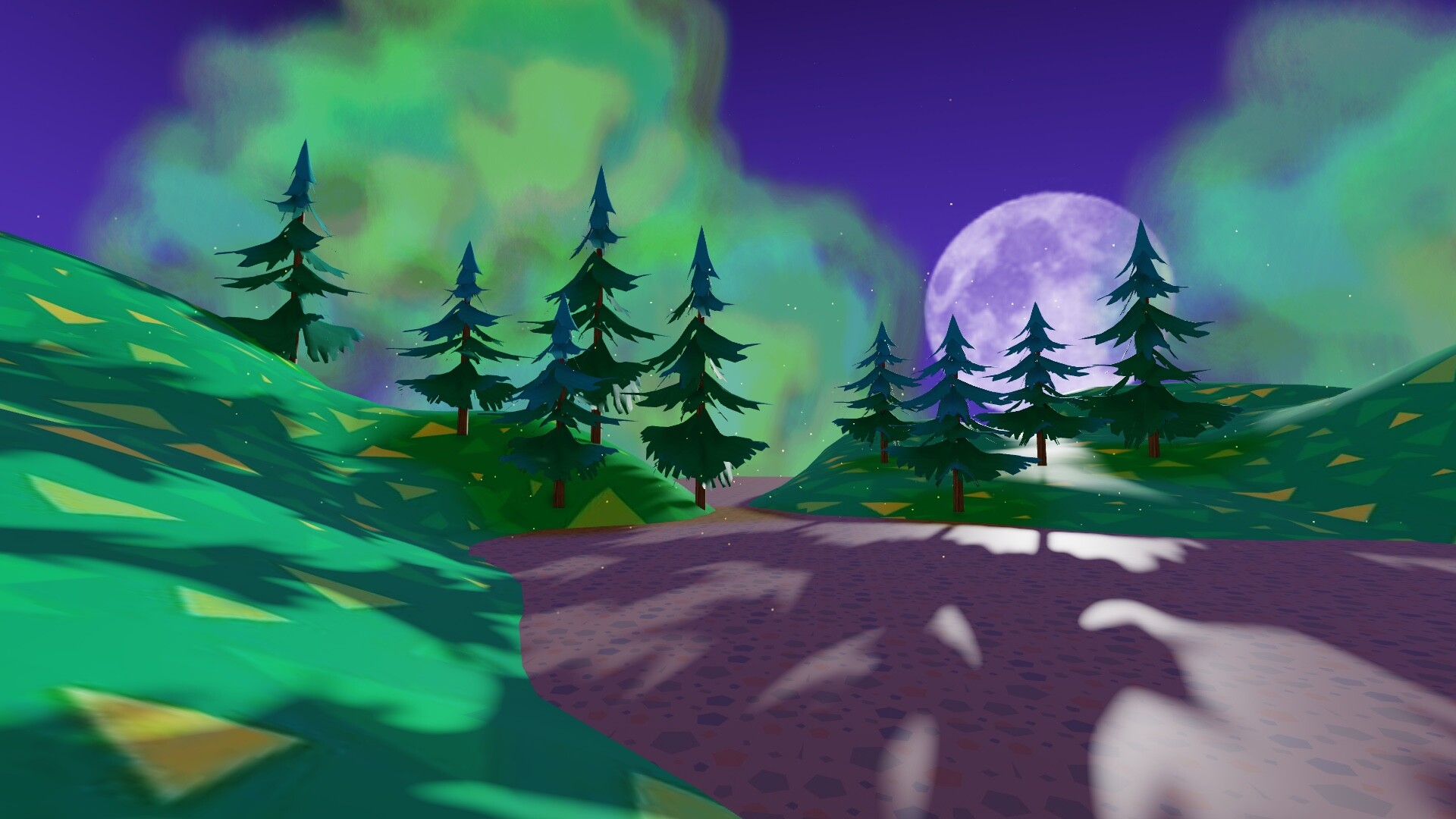 Detailed game icon with two roblox avatars in a moonlit forest
