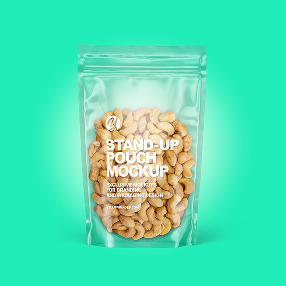 AG Mockups - Clear Plastic Pouch w/ Cashew Nuts Mockup